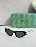 Gci Glasses - Black Narrow Cat-Eye Bamboo Temple Dark Lens
