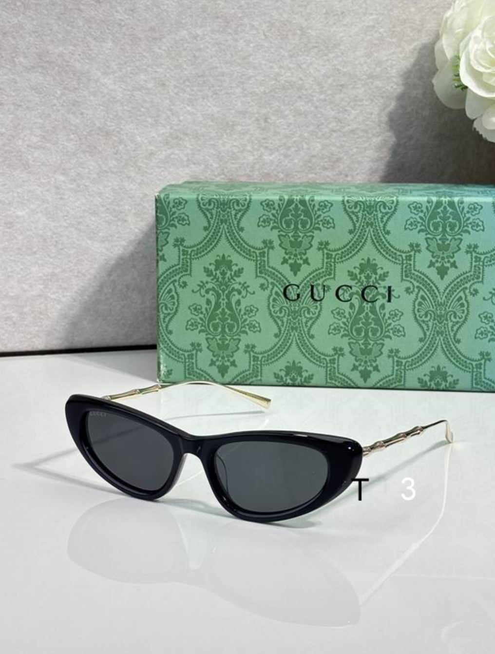 Gci Glasses - Black Narrow Cat-Eye Bamboo Temple Dark Lens