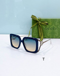 Gci Glasses - Navy Blue Oversized Square Chain GG Gradient
