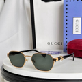 Gci Glasses - Rose Gold Polygon Metal Dark Green Lens GG