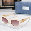 Gci Glasses - Cream Bold Cat-Eye GG Medal Rose-Brown Lens