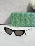 Gci Glasses - Black Narrow Cat-Eye Bamboo Temple Warm Lens