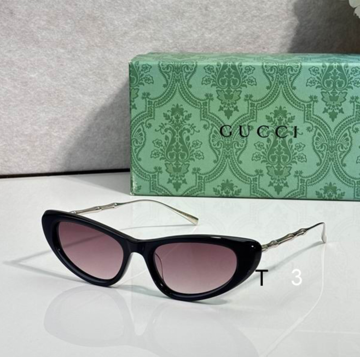 Gci Glasses - Black Narrow Cat-Eye Bamboo Temple Mauve Lens