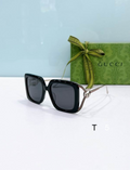 Gci Glasses - Black Oversized Square Silver Chain GG