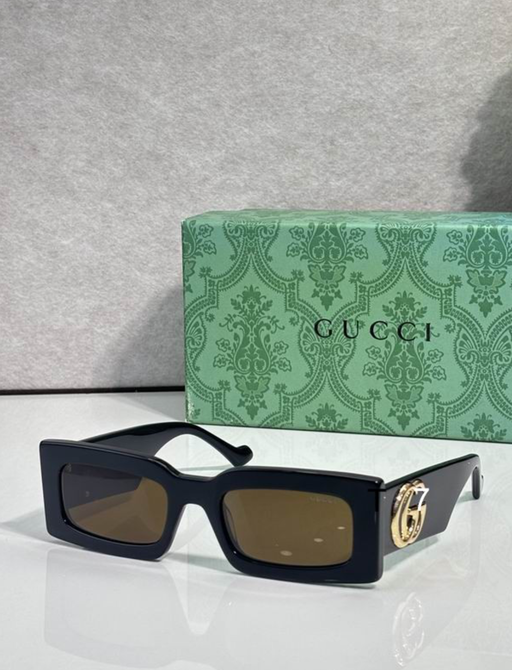 Gci Glasses - Black Thick Rectangle Brown Lens GG