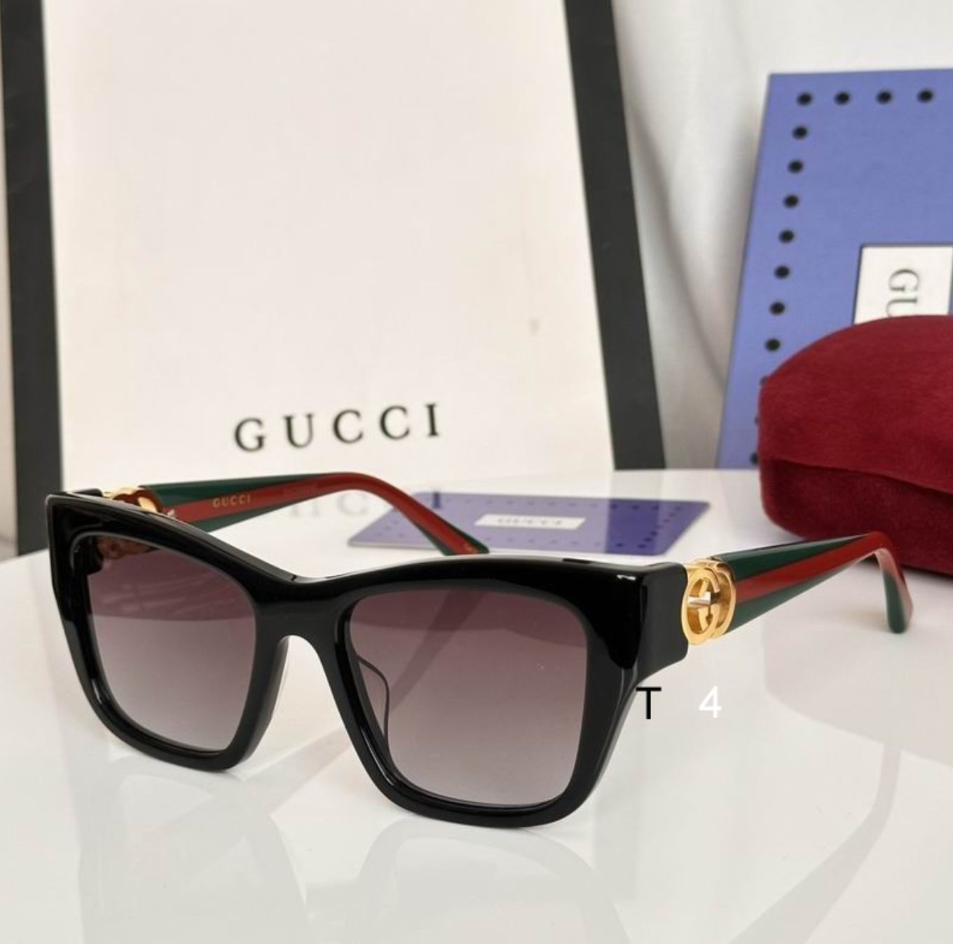 Gci Glasses - Black Square Web-Stripe Temple Smoky Lens