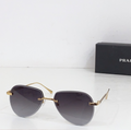 Prda Glasses - Gold Rimless Teardrop Aviator Gray Lenses