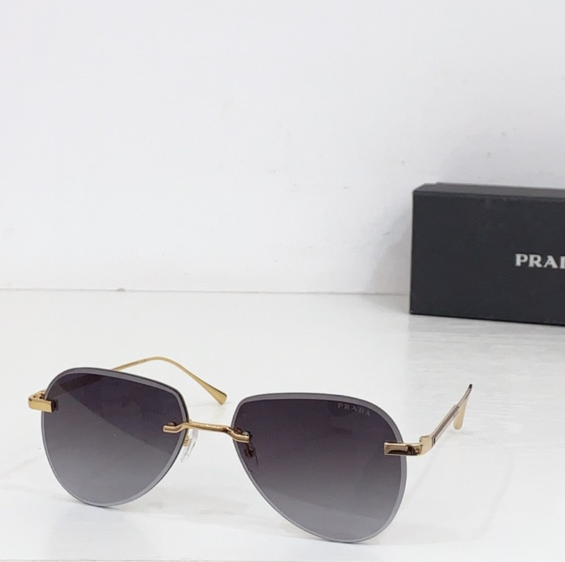 Prda Glasses - Gold Rimless Teardrop Aviator Gray Lenses