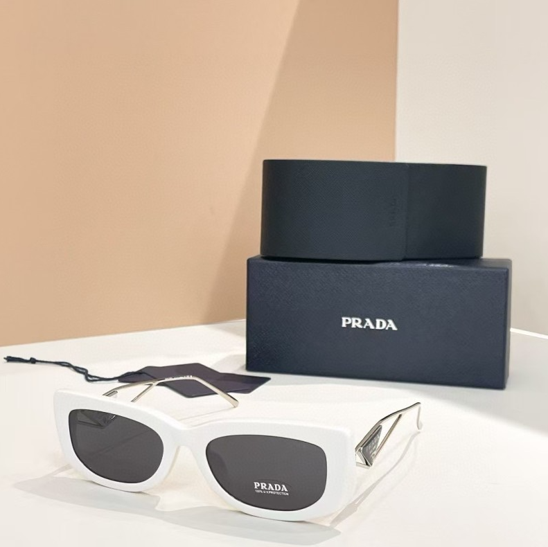 Prda Glasses - White Oval Silver Temples
