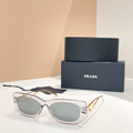 Prda Glasses - Clear Crystal Cat-Eye Gold Temple Mirror Lenses