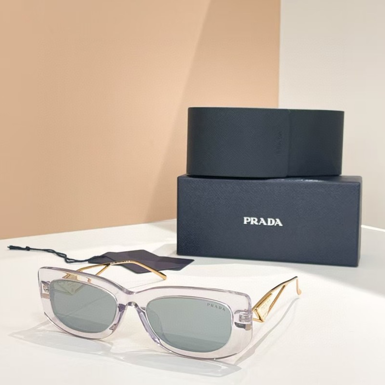 Prda Glasses - Clear Crystal Cat-Eye Gold Temple Mirror Lenses