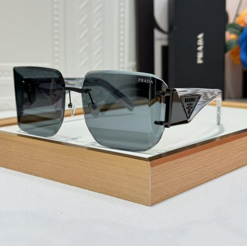 Prda Glasses - Black Gray Rimless Square Dark Gray