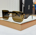 Prda Glasses - Gold Rimless Square Olive Brown Triangle Logo
