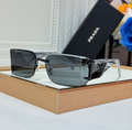 Prda Glasses - Black Gray Striped Rimless Rectangular Gray Lenses