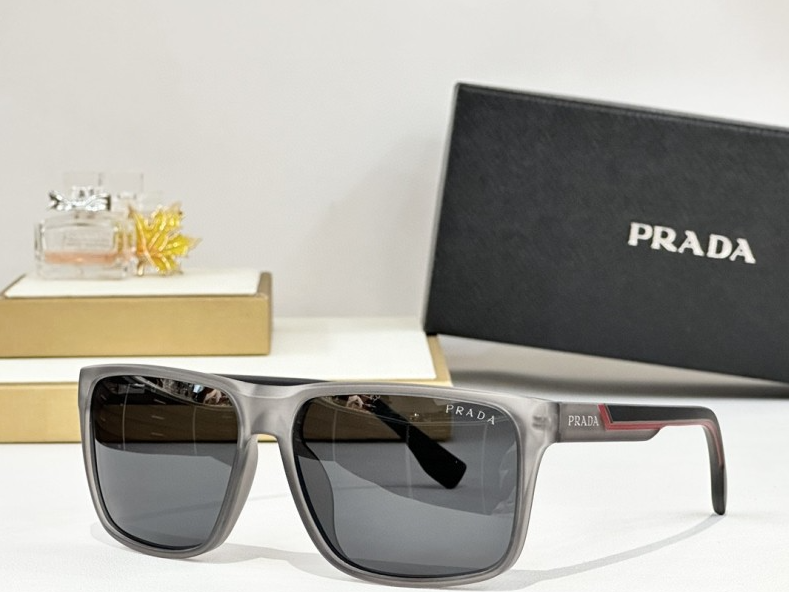 Prda Glasses - Gray Rectangular Red Stripe