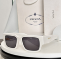 Prda Glasses - White Rectangular Dark Lenses