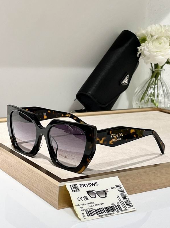 Prda Glasses - PR15WS Black Amber Cat-Eye