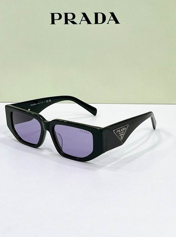 Prda Glasses - Dark Green Rectangular Purple Lenses Triangle Logo