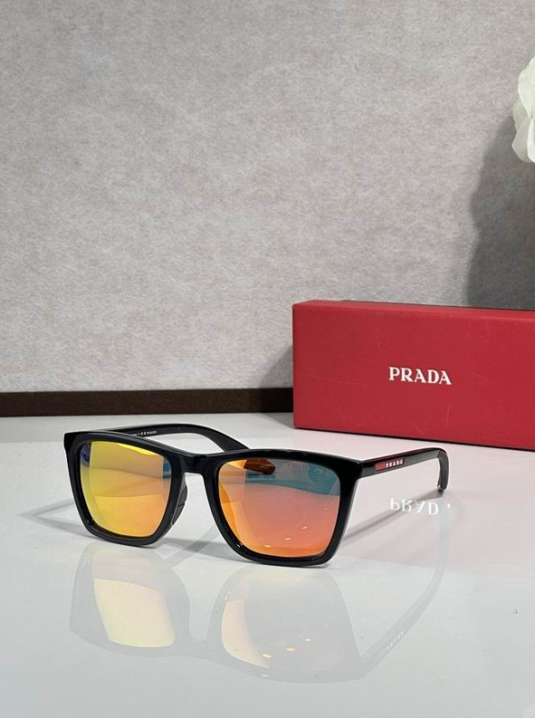 Prda Glasses - Black Square Orange Red Mirror Linea Rossa