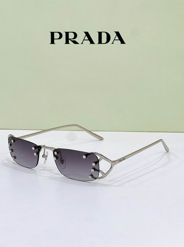 Prda Glasses - Silver Rimless Rectangular Gray Gradient Cutout Frame