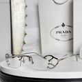 Prda Glasses - Silver Rimless Rectangular Clear Optical Cutout Frame