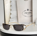 Prda Glasses - Gold Rimless Rectangular Dark Gray Cutout Frame