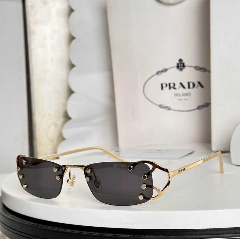 Prda Glasses - Gold Rimless Rectangular Dark Gray Cutout Frame