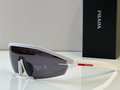 Prda Glasses - White Sport Shield Red Accent Dark Lenses