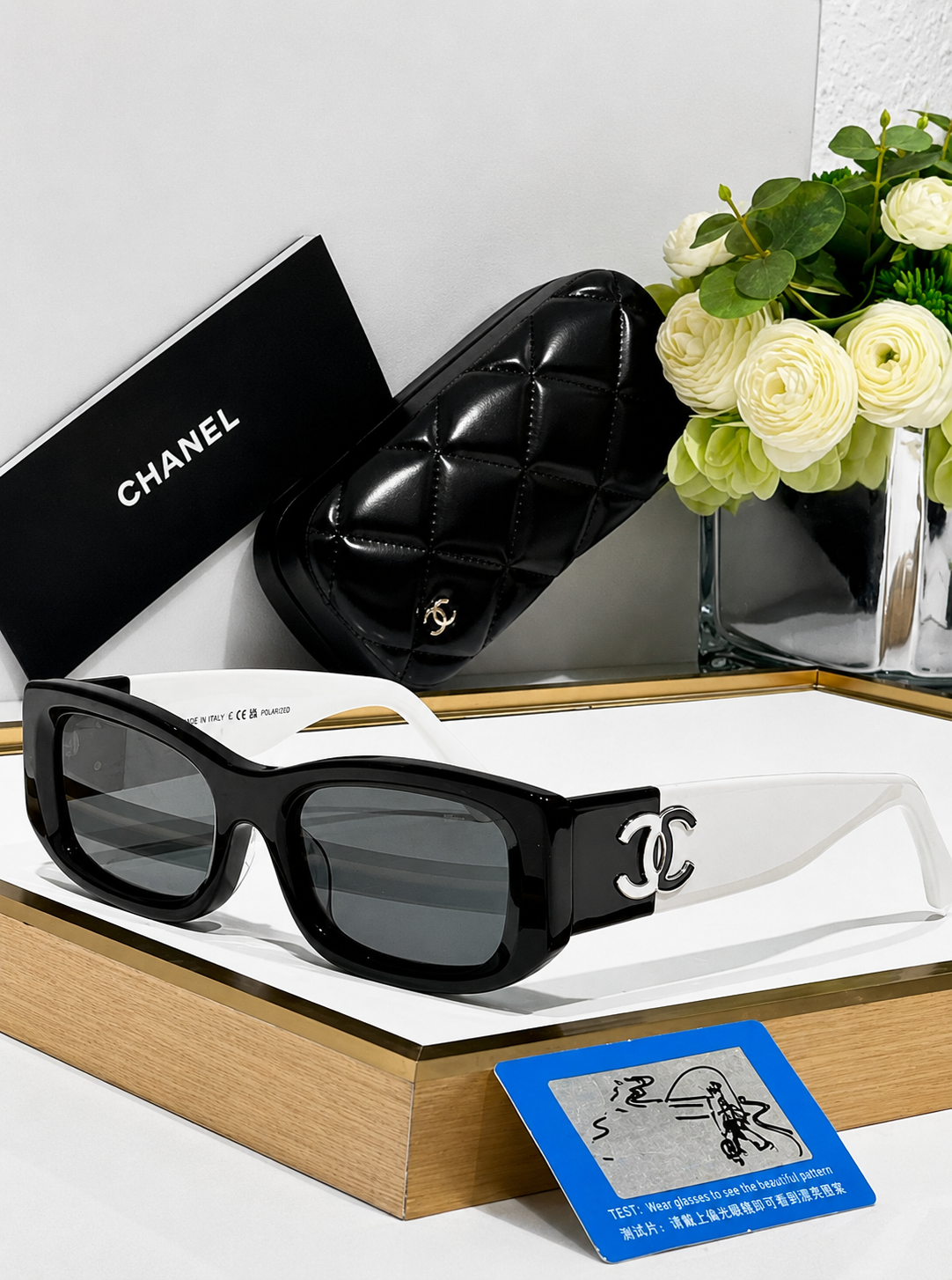 Chnel Glass - Black White Rectangle Polarized